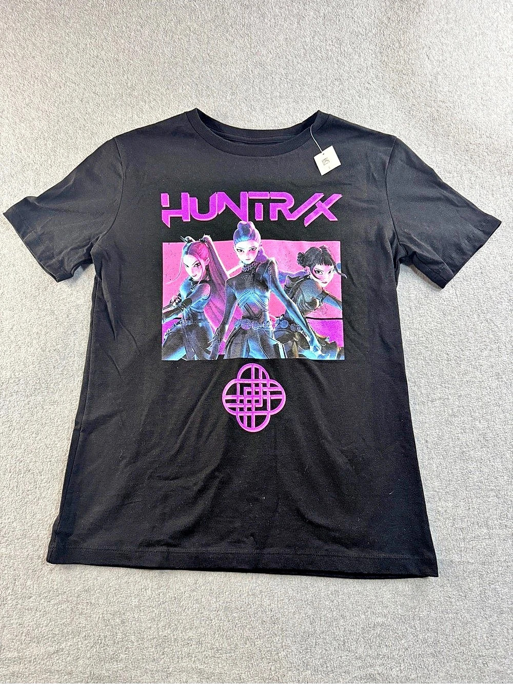 Netflix KPop Demon Hunters T-shirt Black Pink Girls XL NWT
